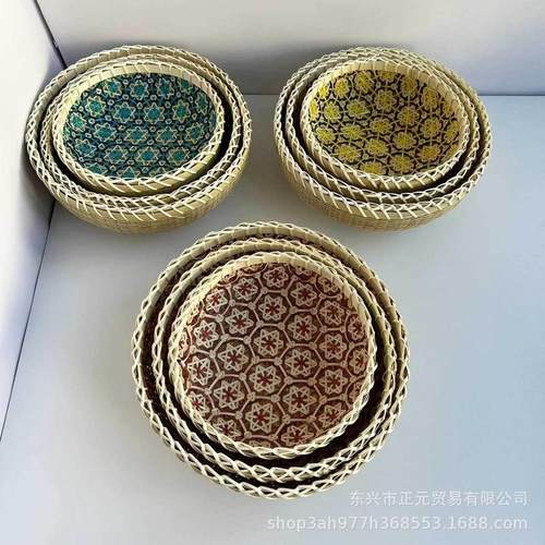 越南竹编篮竹簸箕家用竹编馒头筐水果竹篮农家竹制品收纳篮馒头筐 - 图1