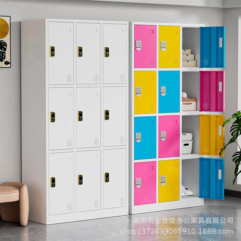 更衣柜彩色铁皮柜车间员工柜储物柜带锁多门衣柜存包柜浴室换衣柜 - 图1