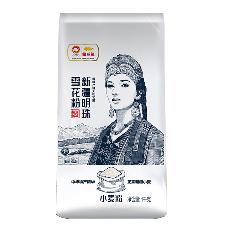 金龙鱼面粉多用途麦芯新疆明珠雪花粉通用小麦粉1kg/袋装中筋面粉 - 图0