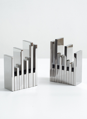 轻奢银色水晶书档摆件创意高低错落书立现代简约书柜装饰陈设书挡