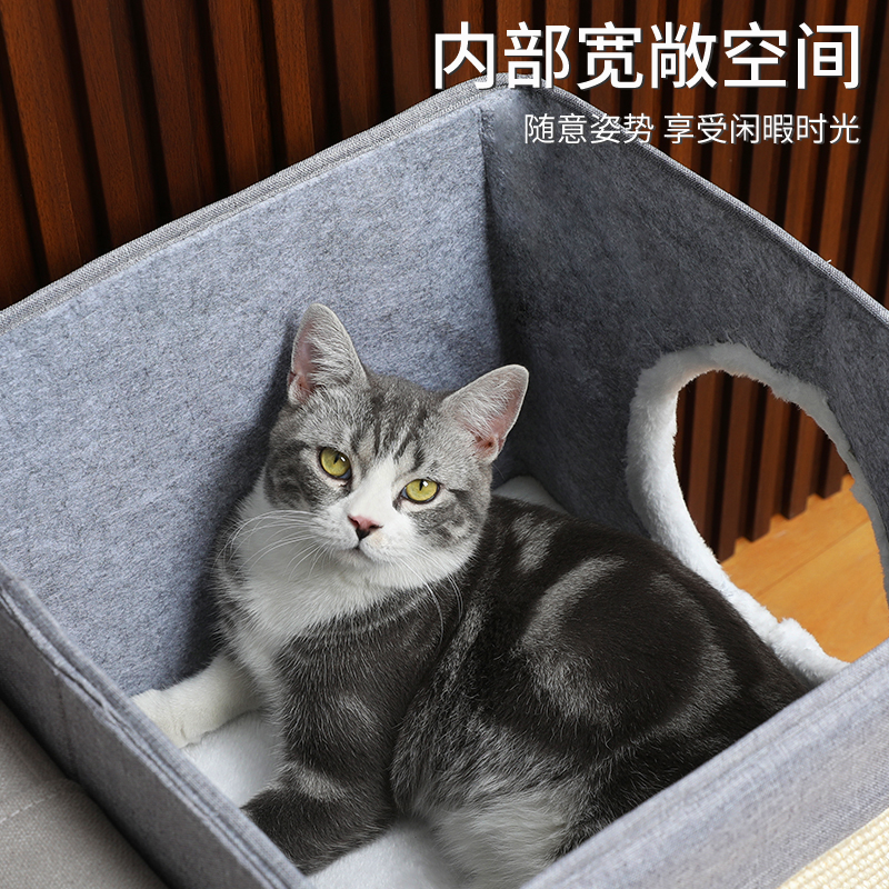 新款猫窝双层多猫家庭猫抓板一体猫屋子宠物四季通用上下层纸箱猫 - 图2