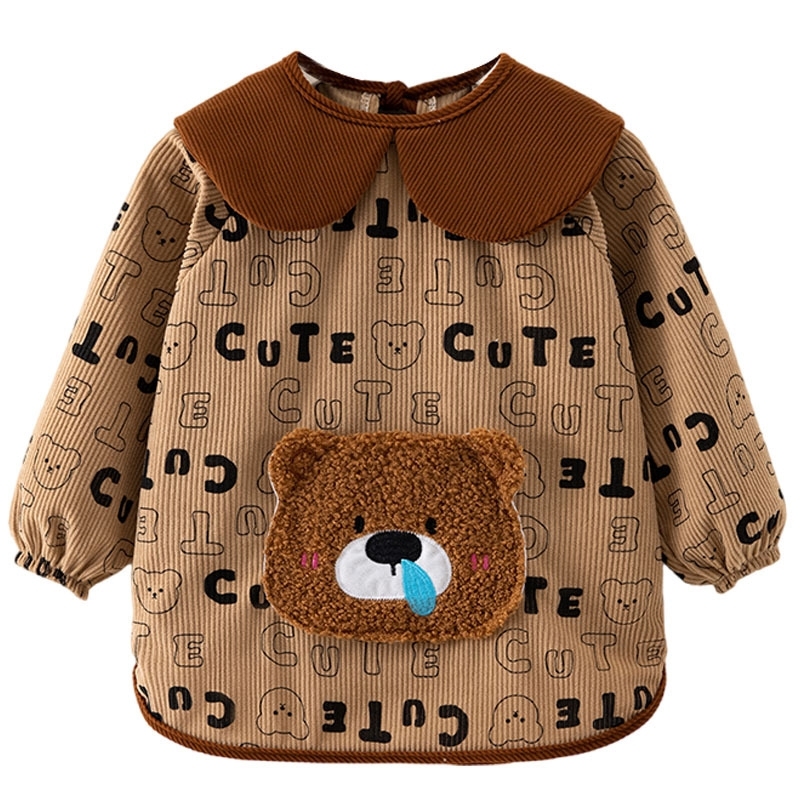 Coveralls for boys, waterproof and anti-dirty, children's bibs for autumn and winter kindergarten, cotton-padded clothes, reverse dressing for eating, corduroy protective clothing