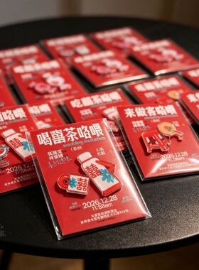 婚礼请柬冰箱贴结婚请帖邀请函喜帖纪念品伴手礼亚克力磁吸贴