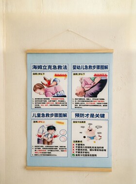 海姆立克急救法挂画新中式玄关客厅装饰画家庭应急知识宣传挂图