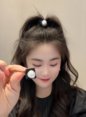 简约黑色发夹女公主头小抓夹复古珍珠夹子高颜值刘海侧边发卡头饰
