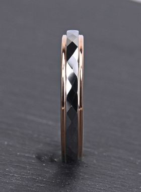 菱形戒指电玫批花间现货情侣对戒钻石女士钨钢宽尾戒4