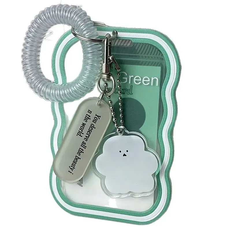 身证防丢神器ins透明卡套学生公交双层饭卡学校弹簧挂件钥匙扣拍 - 图3