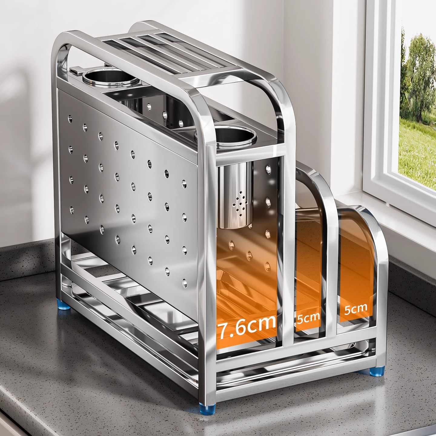 304不锈钢厨房刀架置物架多功能砧板菜板放置架子刀具收纳架一体 - 图2