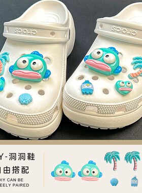 沙滩海绵宝宝洞洞鞋扣