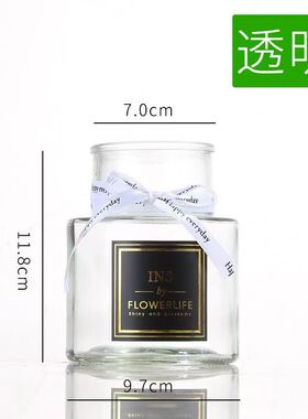水培玻璃花瓶透明摆件ins客厅插花北欧桌上水培植物花瓶矮胖宽口