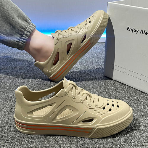 休闲凉鞋四季男士2026新款防滑舒适透气沙滩运动开车外穿洞洞鞋男 - 图0