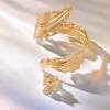 European and American cross-border supply retro fashion golden pleated leaf bracelet spiral opening adjustable ring set for women
