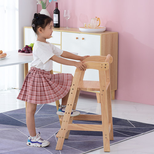 2023新款儿童餐椅实木大宝宝吃饭座椅可升降家用餐桌椅子高脚凳子 - 图2