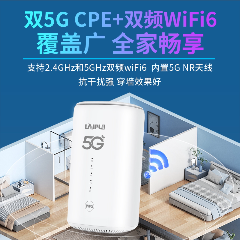 莱浦5G随身WiFi无线WiFi上网无线网络移动联通直播宽带电脑家用CPE千兆WiFi6路由器
