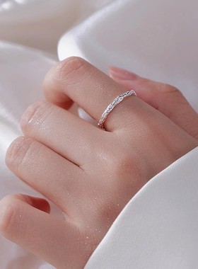 一念 925纯银糖纸戒指女小众设计食指戒素戒冷淡风开口戒