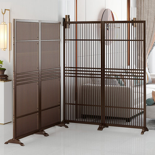 新中式玄关屏风隔断客厅格栅装饰日式入户办公室实木进门遮挡座屏 - 图1