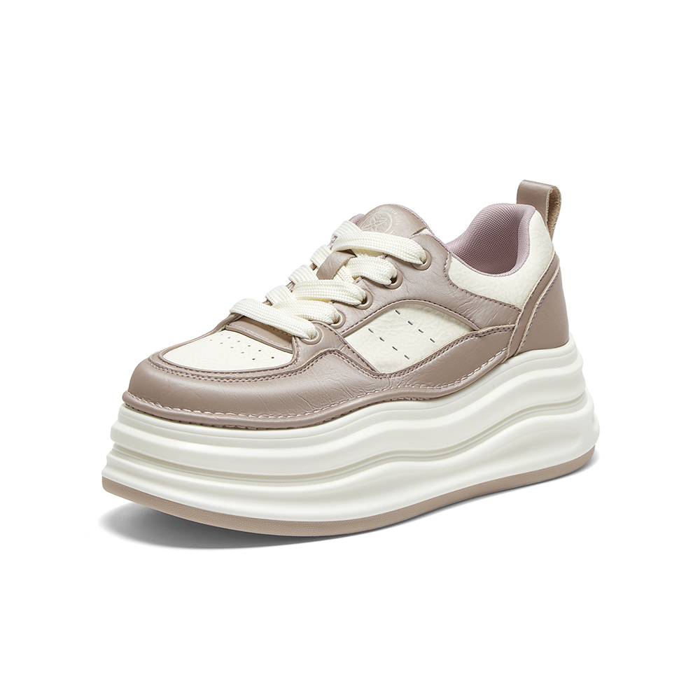 百思图2025春商场新款小白鞋板鞋厚底松糕鞋女休闲鞋X0061AM5 - 图0