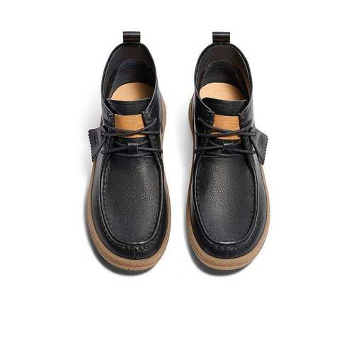 百丽Belle高帮休闲短靴女24冬真皮牛津鞋袋鼠鞋子B8U1DDM4 - 图3