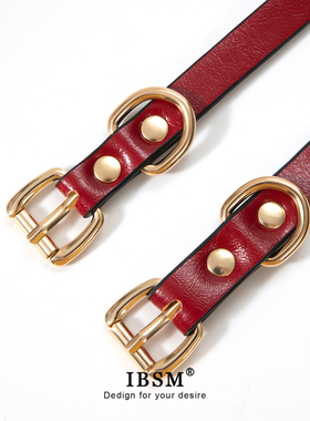 安可拉红皮革项圈puppy牵引定制