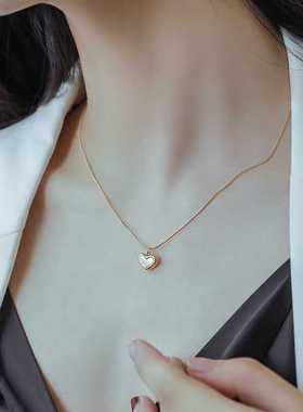 爱心吊坠项链新款法式红色