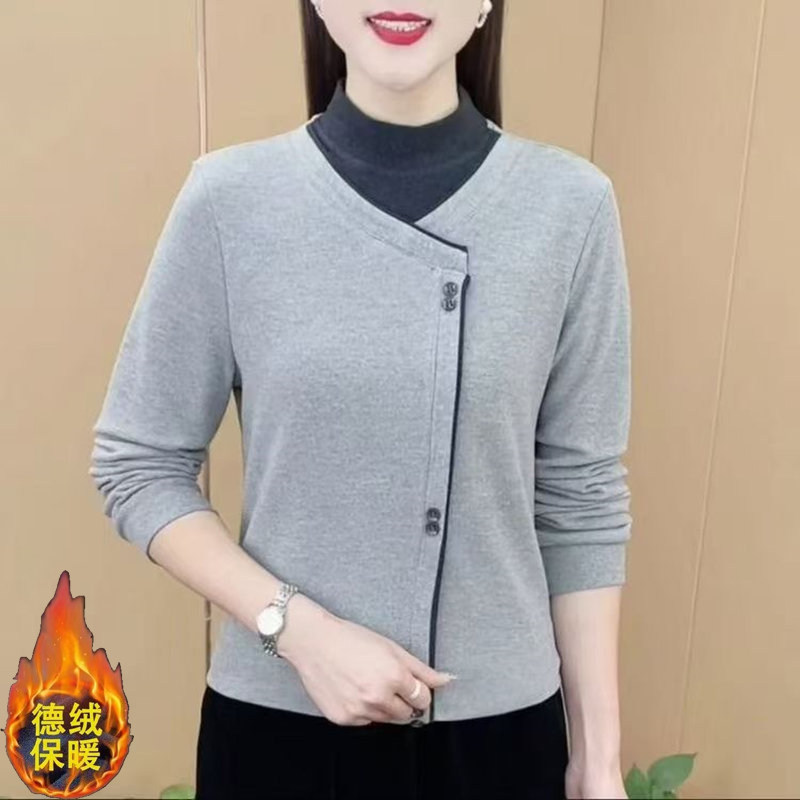 德绒内搭打底衫女秋冬季新款加绒加厚高档妈妈装显瘦保暖长袖上衣,淘宝优惠券,粉丝福利购,淘宝优惠卷