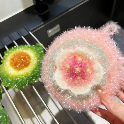 樱花海绵擦家用厨房洗碗巾樱花牛油果不伤手不掉丝不沾油刷锅神器 - 图0