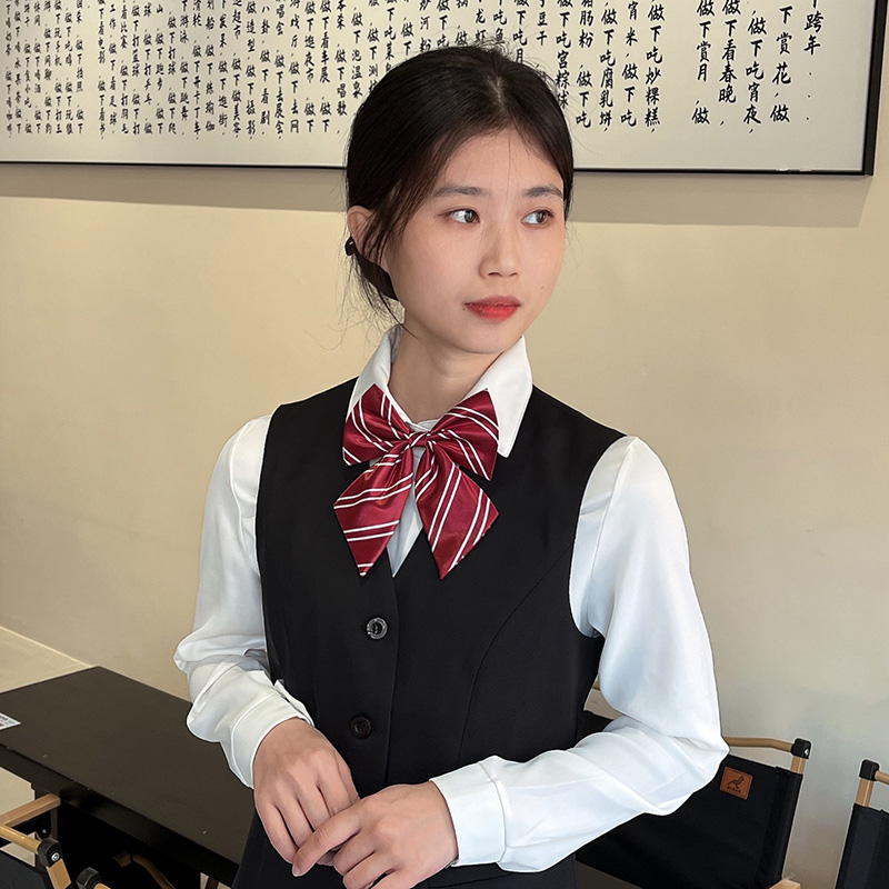 领花女职业银行空姐邮政工装衬衣领结酒店工作服免打系带蝴蝶装饰 - 图2