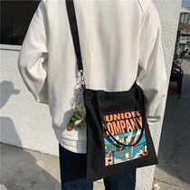 Secondary school student handbag carrying book bag boy high school boy custom canvas bag inclined satchel art single shoulder bag