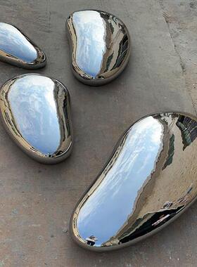 不锈钢水滴鹅卵石头雕塑室内售楼处酒店会所水池装饰摆件抽象艺术