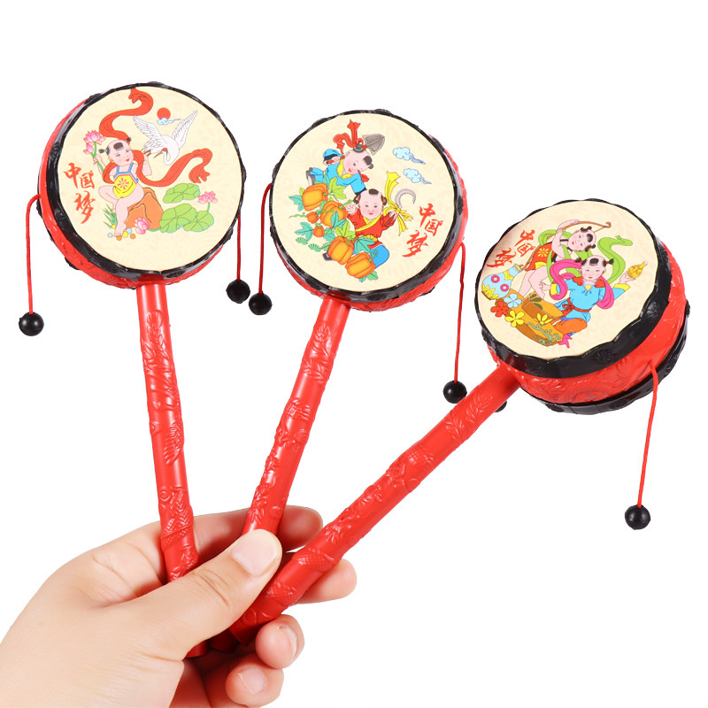 儿童传统拨浪鼓婴儿玩具经典款手摇波鼓乐器宝宝塑料新生儿男女孩,淘宝优惠券,粉丝福利购,淘宝优惠卷
