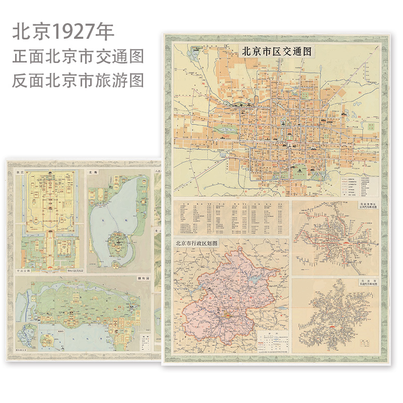 北京老地图1972年复刻版 古旧地图书房收藏研史资料 1972年北京市行政区划详图 市郊公车线路图 朝阳门 平安里光明楼 中华地图学社 - 图3