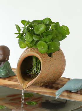 陶瓷流水摆件庭院古法养鱼陶罐