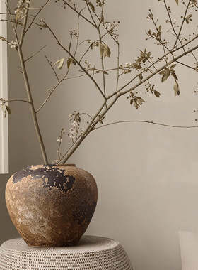 陶瓷侘寂风花瓶摆件感复古客厅插花电视柜玄关禅意装饰