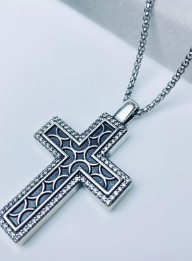 做旧项链男女小众复古十字架氛围装饰品挂件吊坠街头风