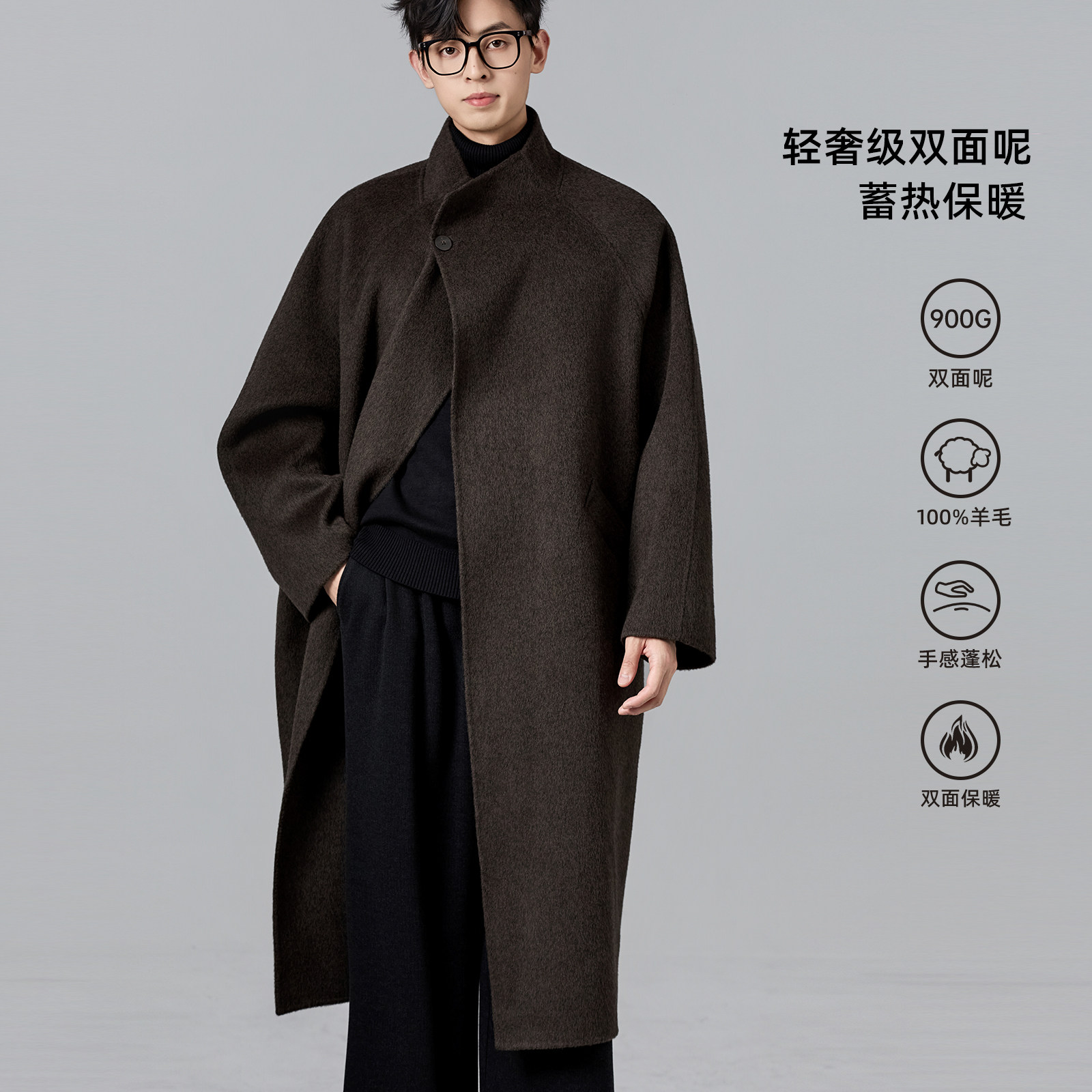 【直播专属】海上公路气质长款大衣男士秋冬100%绵羊毛双面呢外套,淘宝优惠券,粉丝福利购,淘宝优惠卷