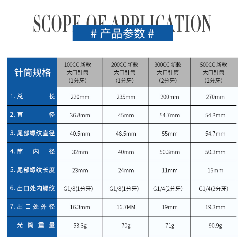 点胶机针筒大口大容量针管加厚胶桶100/200/300/500/1200cc塑料桶 - 图0