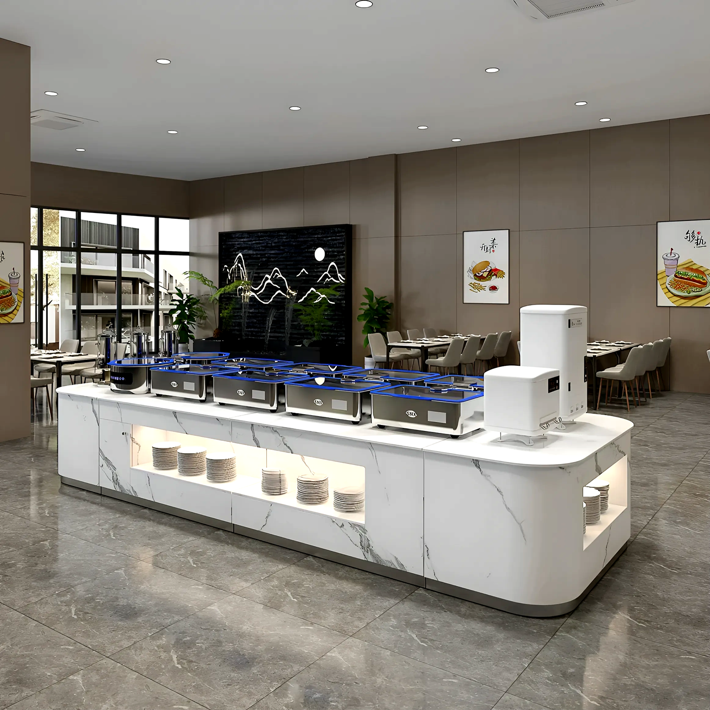 源头工厂单位食堂自助餐台火锅酒店岩板取餐台布菲台凉菜甜点摆台,淘宝优惠券,粉丝福利购,淘宝优惠卷