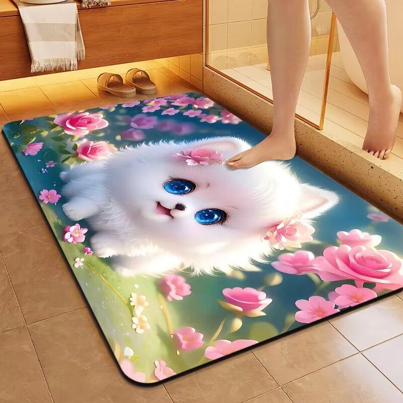 卡通硅藻泥地垫速干吸水防滑浴室卫生间厕所门口脚垫地毯可爱卫浴,淘宝优惠券,粉丝福利购,淘宝优惠卷