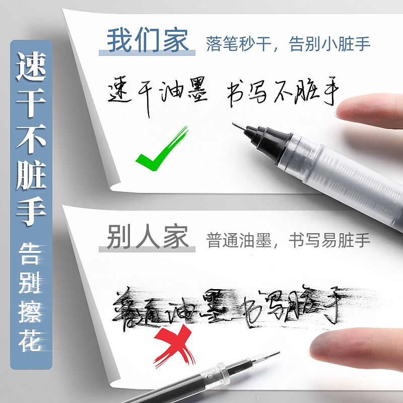 晨光直液式中性笔走珠笔学生用大容量黑色速干水笔红考试专用刷题 - 图2