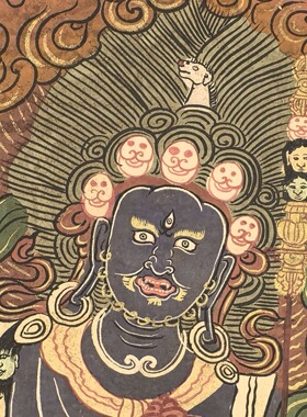 藏地院供【清末民初描金空行母唐卡】大幅满工纯手绘矿物质染料