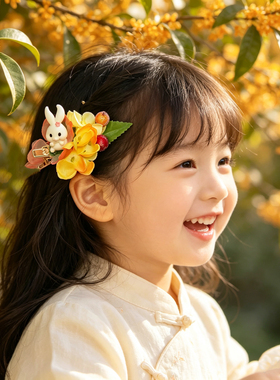 中秋萌趣兔子发夹桂花精致可爱款