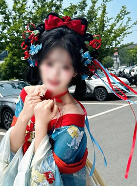 白雪公主妆造古风汉服红色唐风款