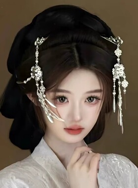 汉服原创战国袍新中式银色簪步摇