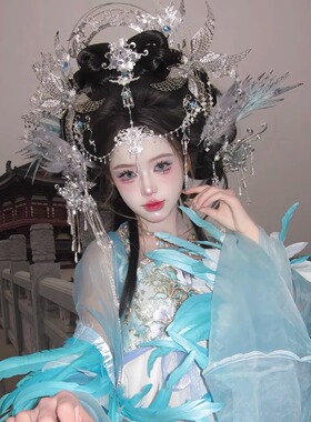 银色异域仙气圣母光环古风发冠