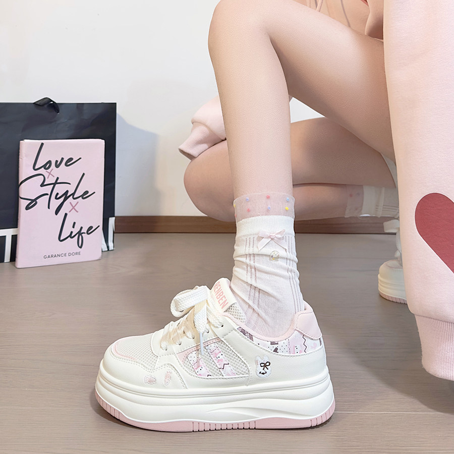 人本樱花粉少女心小白鞋女2026新款甜妹百搭鞋子厚底增高韩版板鞋,淘宝优惠券,粉丝福利购,淘宝优惠卷