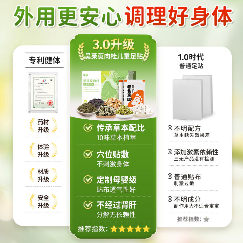 吴茱萸肉桂足贴儿童艾草生姜湿气排寒祛助睡眠宝宝脚底涌泉穴位贴,淘宝优惠券,粉丝福利购,淘宝优惠卷