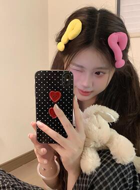 可爱问号发夹！趣味设计感刘海夹创意少女心拍照道具发卡边夹发饰