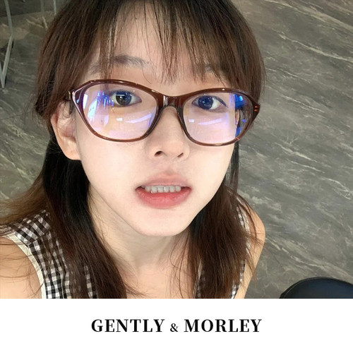 周也同款老钱风近视眼镜女度数可配猫眼黑框素颜神器防蓝光cindy - 图0