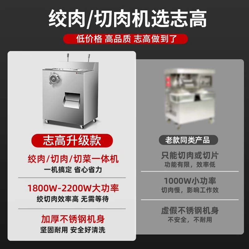 志高绞肉机商用大型绞肉切肉一体机大功率多功能全自动灌肠切片机