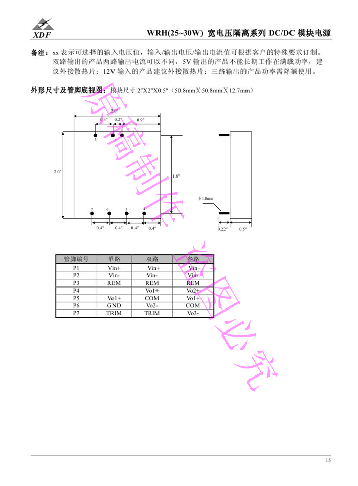 电源模块 wrh30-24d12 xdf鑫达飞 l 30w 24v转12v dc-dc - 图0